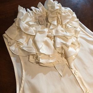 J Crew - 100% Silk Sleeveless Blouse with Ruffles